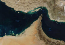 Satellite view of the Persian Gulf and surrounding geographical features