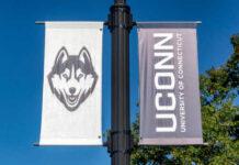 University of Connecticut banner featuring a Husky logo