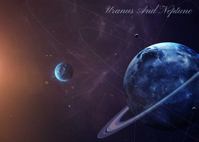 Artistic representation of Uranus and Neptune in space