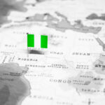 Map of Africa with a small Nigerian flag marking Nigeria