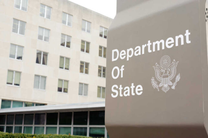 Department of State sign outside government building