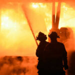Firefighters battling intense blaze at night