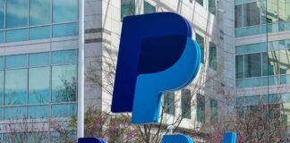 PayPal logo displayed outside a corporate building