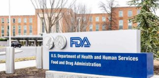 FDA headquarters sign outside brick office building
