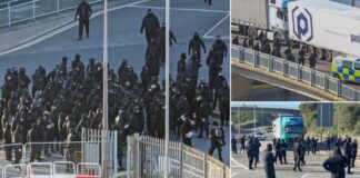 Hundreds of balaclava-clad protesters blockade Dover port