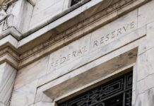 Federal Reserve building facade in white marble