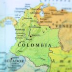 Map of Colombia with cities and neighboring countries