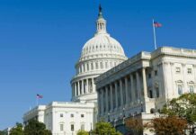 United States Capitol building with dome and columns