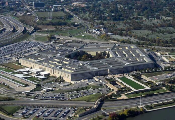 The Pentagon building complex seen from above